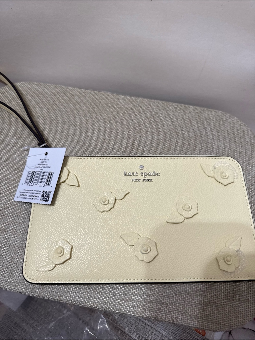 kate spade cream floral wristlet card & key holder